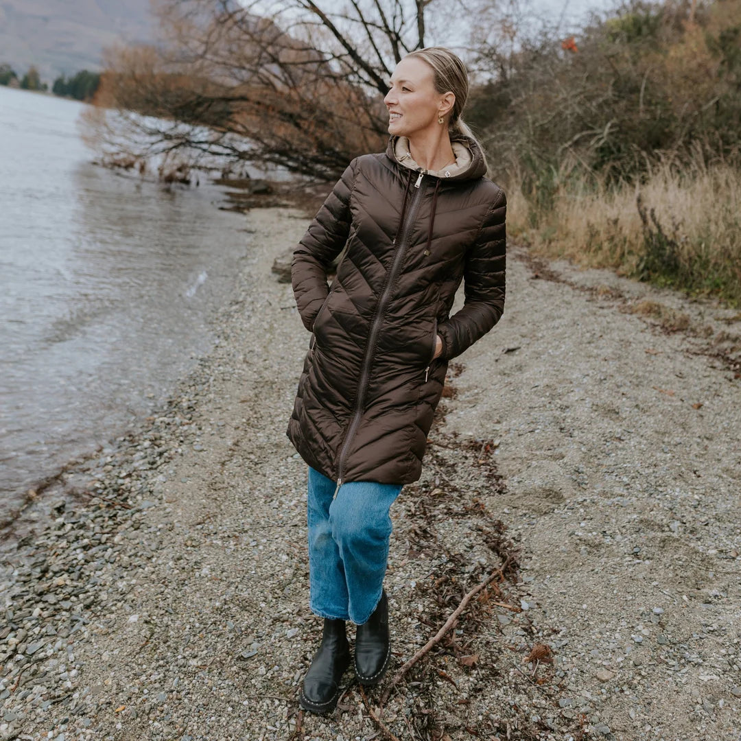 Moke Arnie Reversible Puffer Down Coat Chocolate Palomino