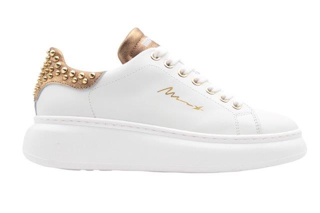 Meline Italian White and Gold Leather Sneaker