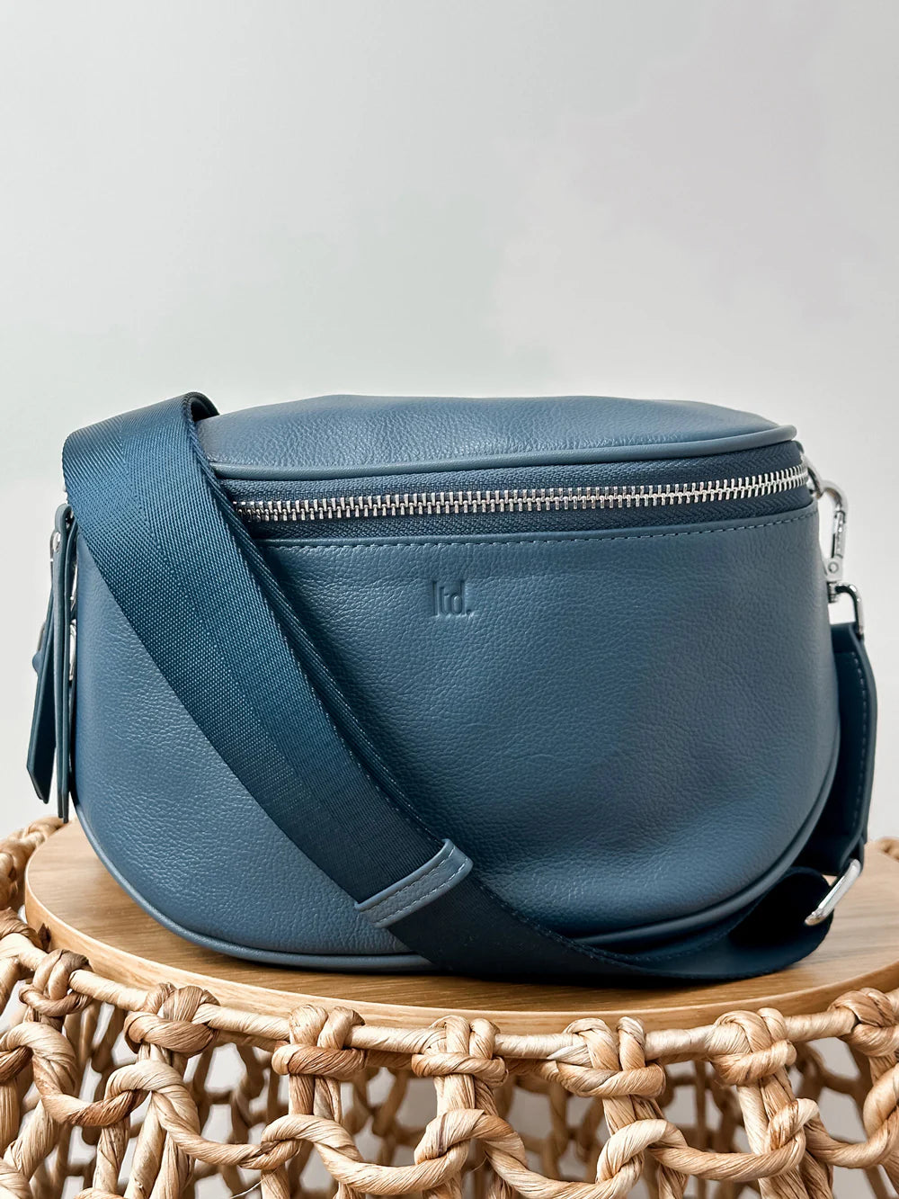 Dani Leather Crossover Bag - Denim