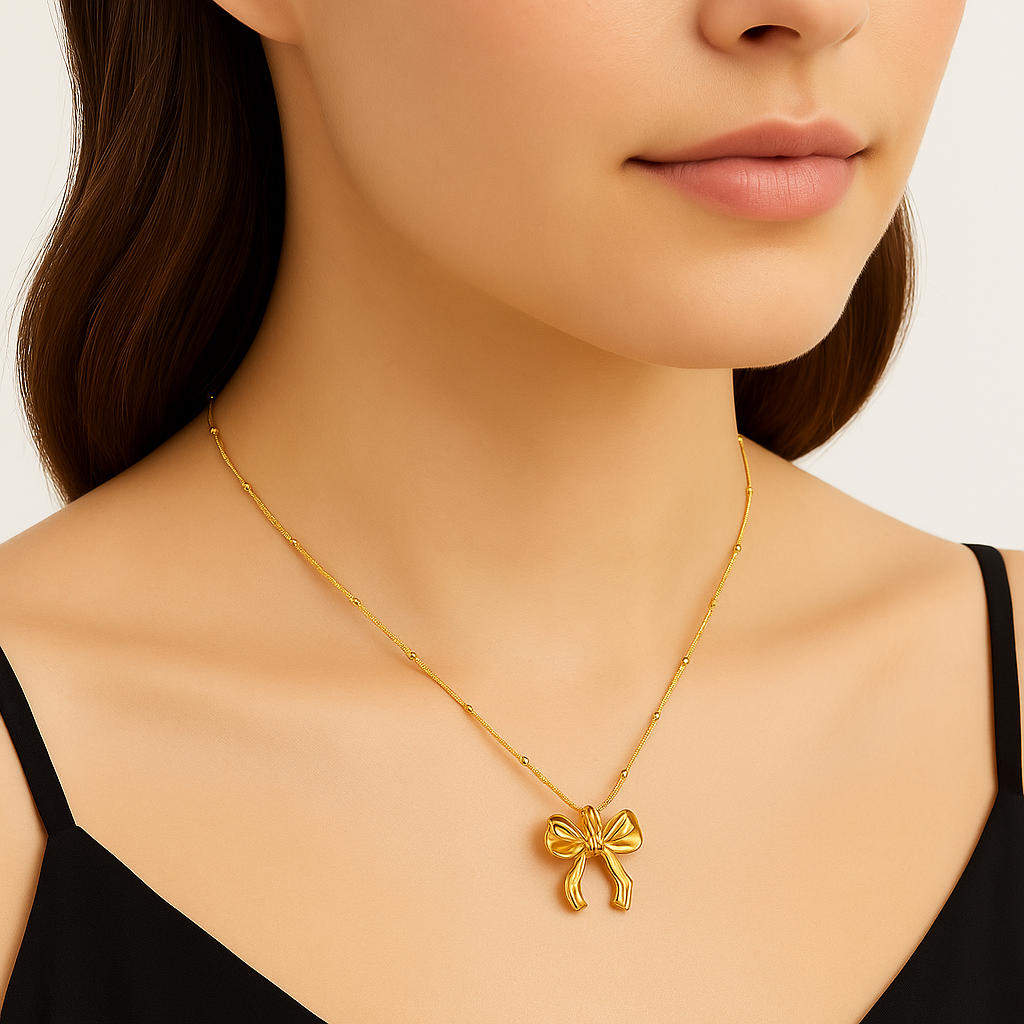 Bow Pendant Necklace – Gold