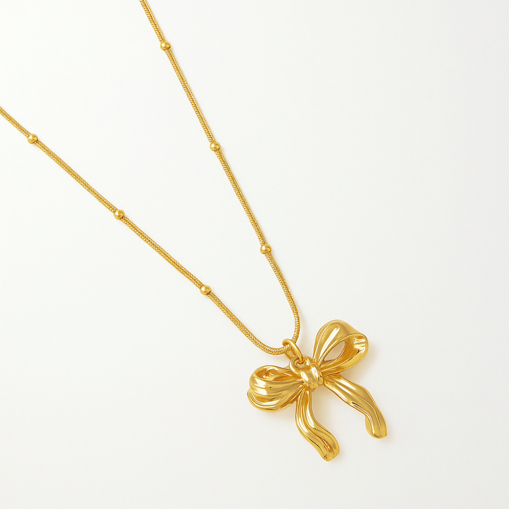 Bow Pendant Necklace – Gold