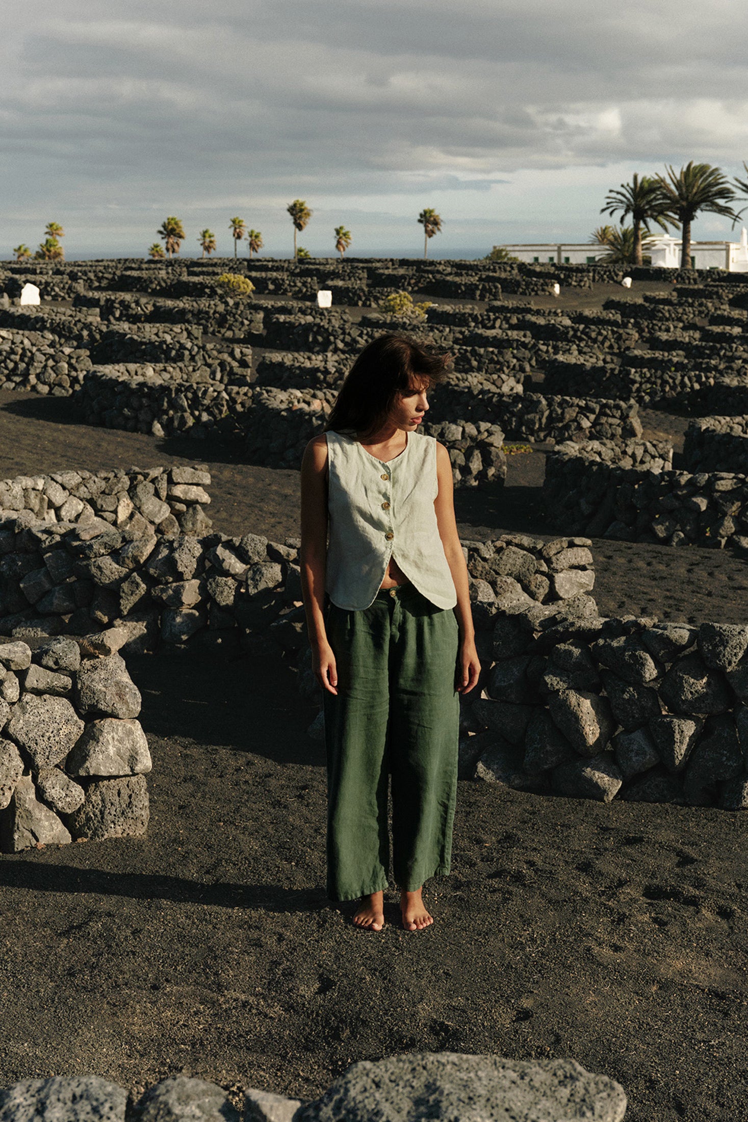 INDI + COLD Linen Jared Pants Green