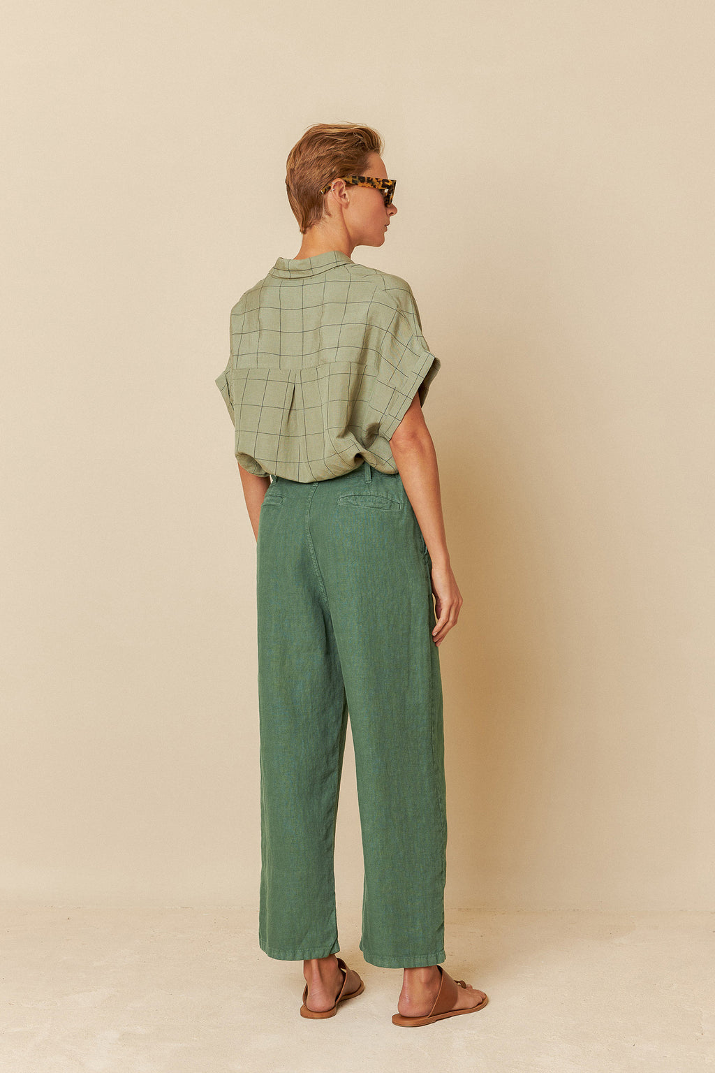 INDI + COLD Linen Jared Pants Green