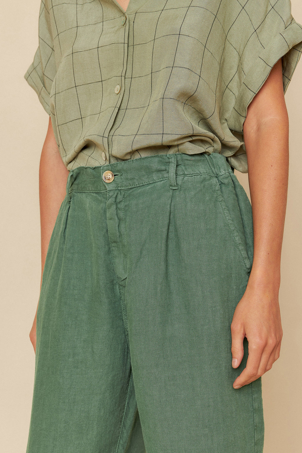 INDI + COLD Linen Jared Pants Green