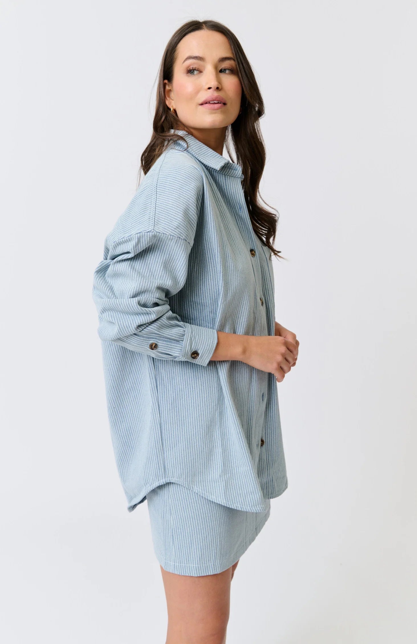 cartel and willow Tamika Shirt Stripe Denim