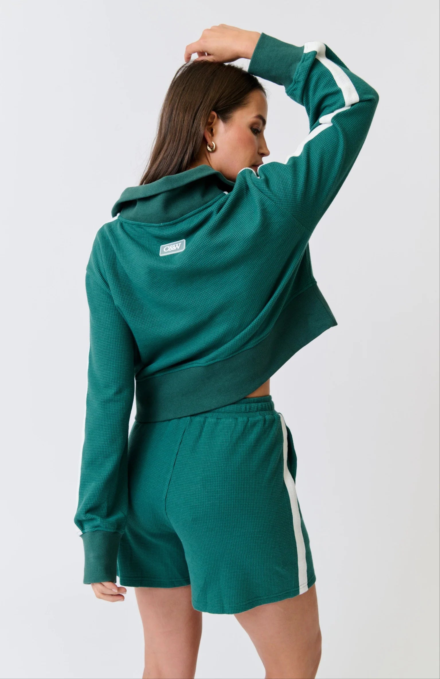 cartel and willow Tina Zip Sweater Jade Waffle