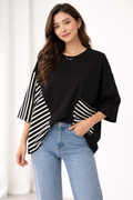 Casual Elegance Black/white stripe Detail 