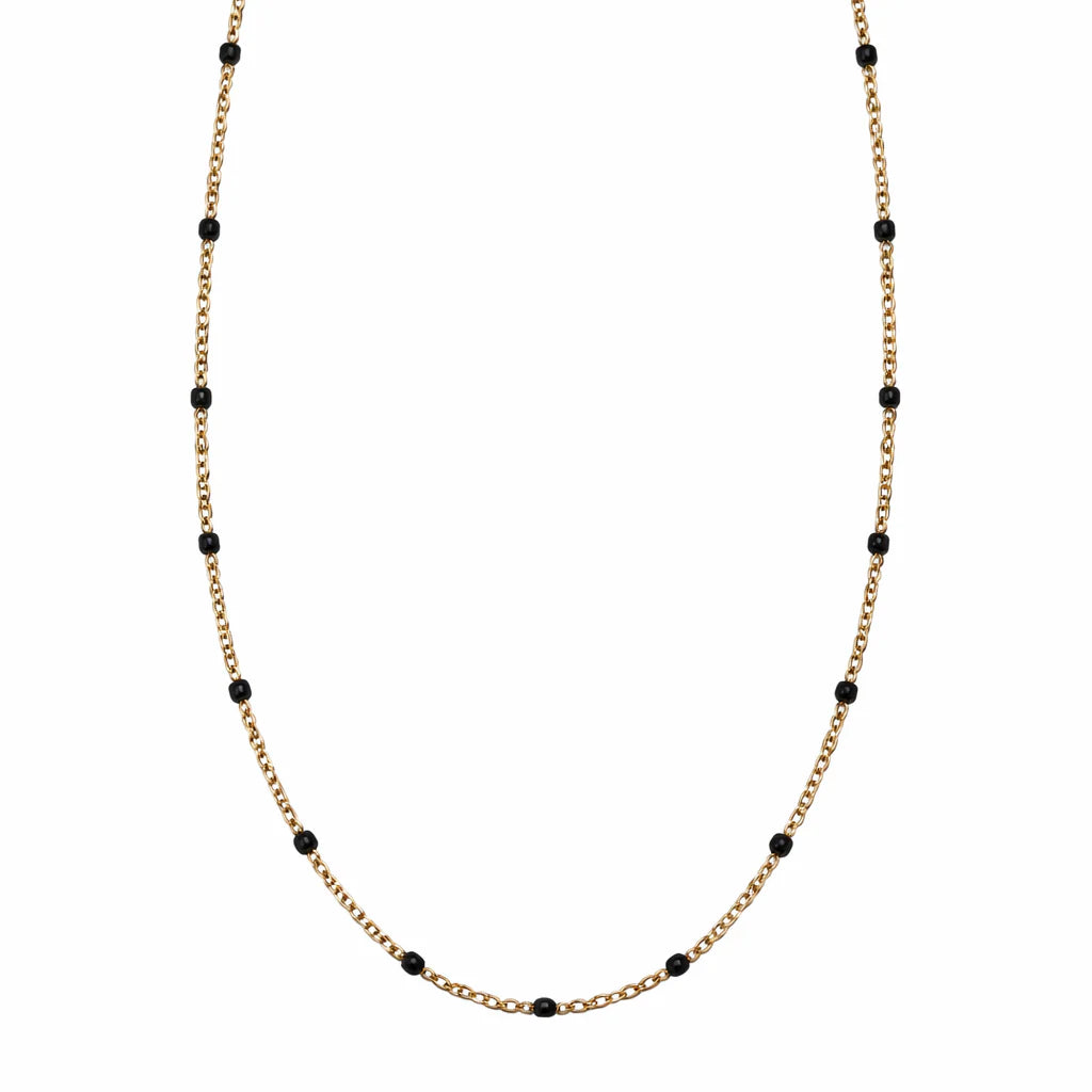 Fabuleux vous Steel Me Boho Black Bead Petite Necklace