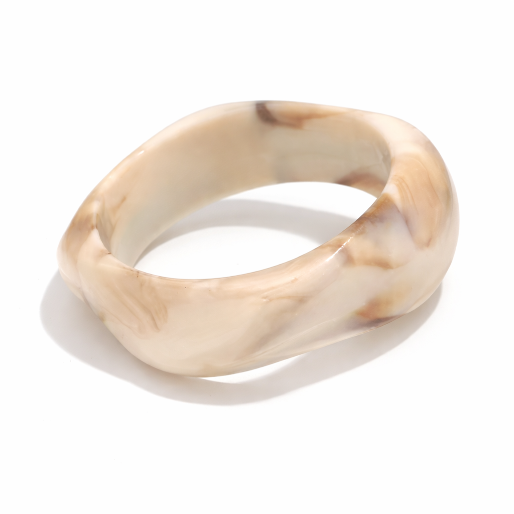 Chunky Bangle Ivory Swirl / Tort
