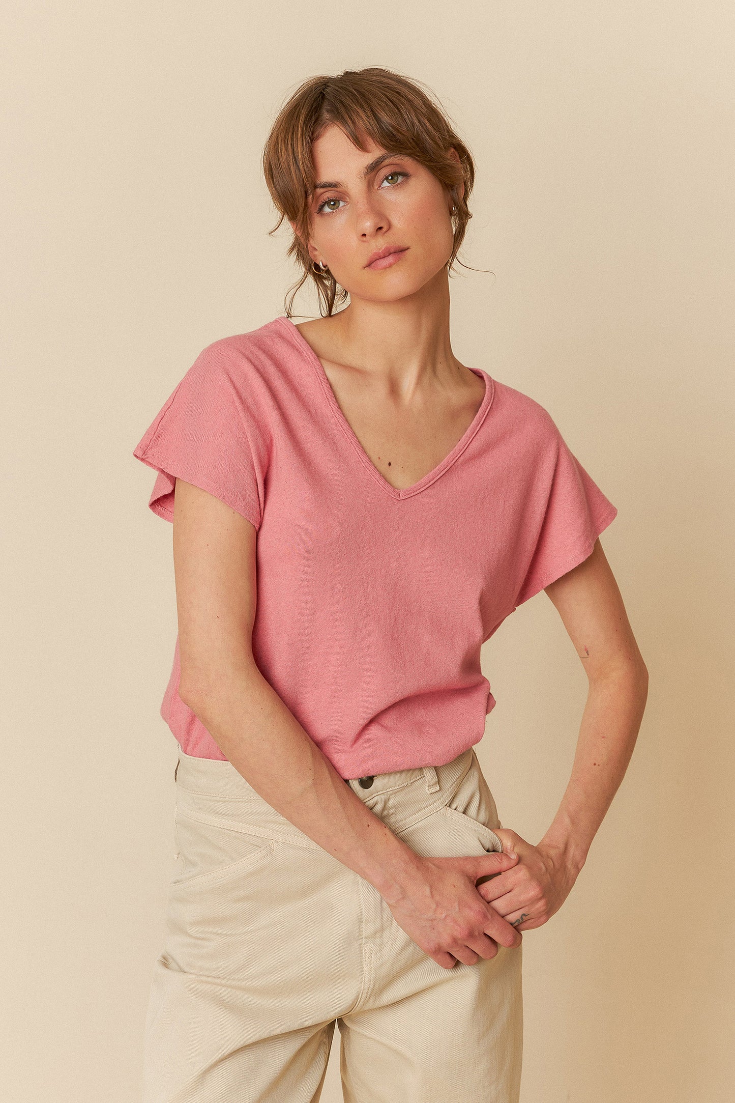 RUSTIC-EFFECT MELANGE T-SHIRT