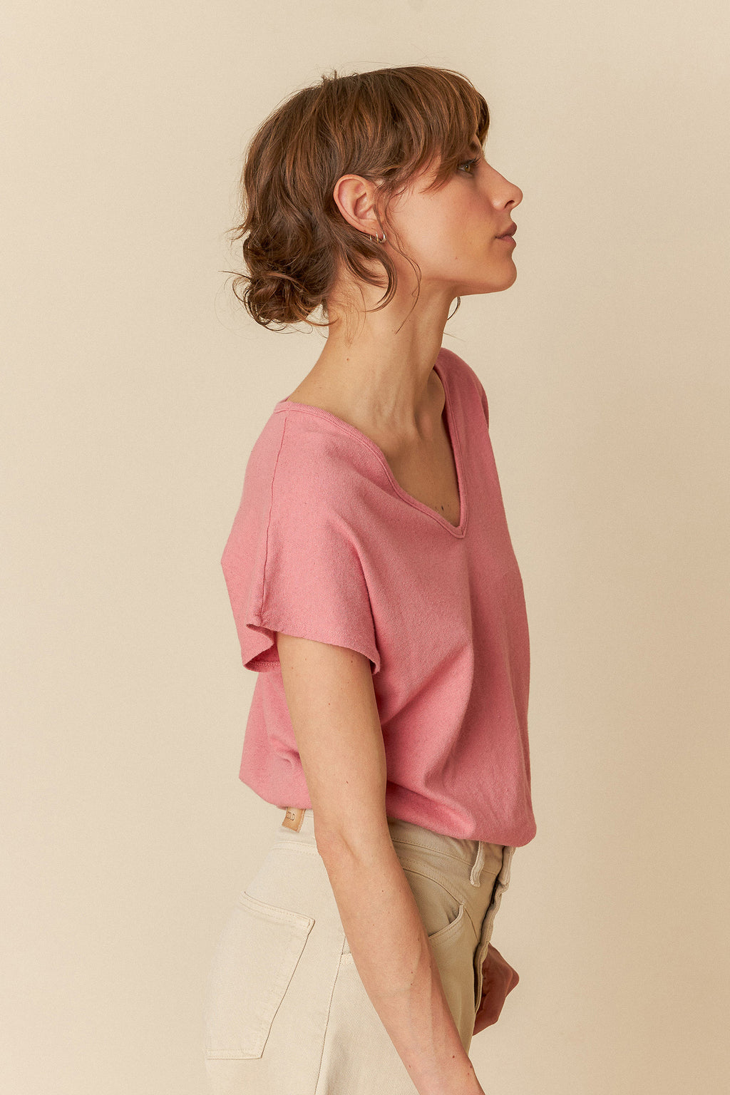 INDI + COLD RUSTIC-EFFECT MELANGE T-SHIRT