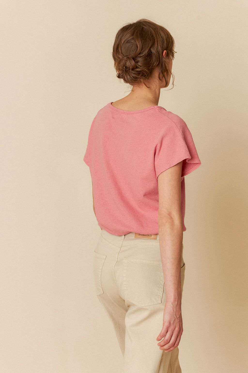 INDI + COLD RUSTIC-EFFECT MELANGE T-SHIRT