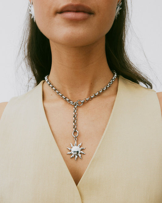Loop Charm Chain L Necklace Steel