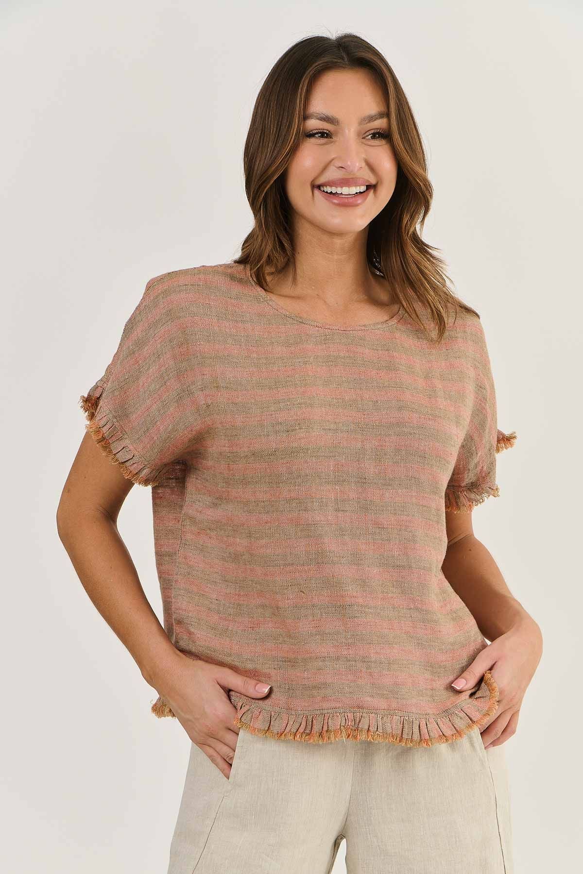 Naturals by O & J GA294 Linen Top - Brick