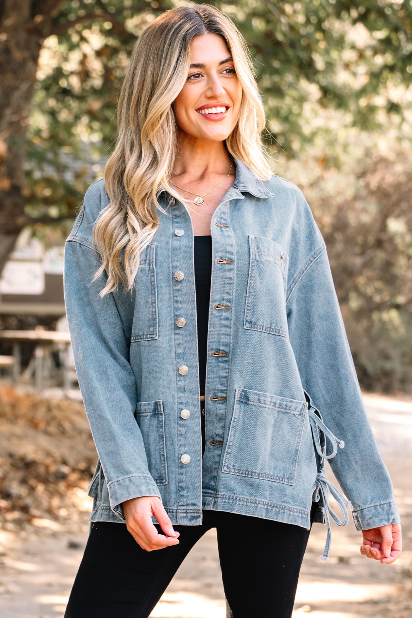Frankie Side Tie Light Denim Jacket