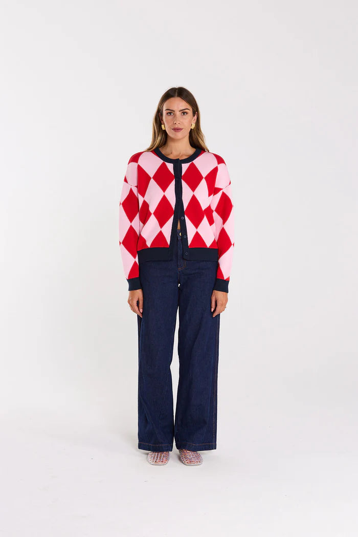 Gemma Cardigan Cherry Milkshake