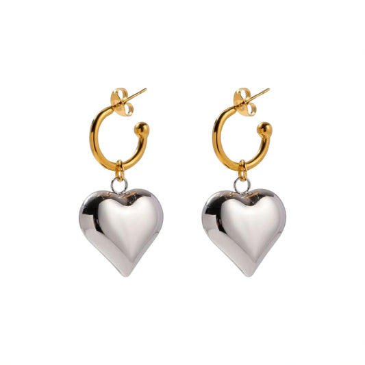 Heart Silver/ Gold Hoops