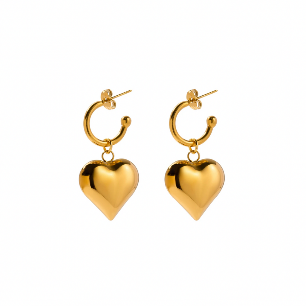 Heart Gold Hoops