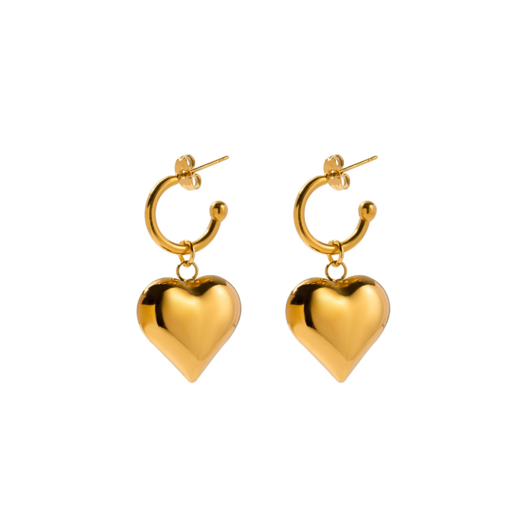 Heart Gold Hoops