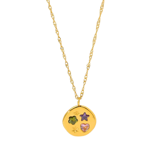 Flower Heart Star Pendant Necklace