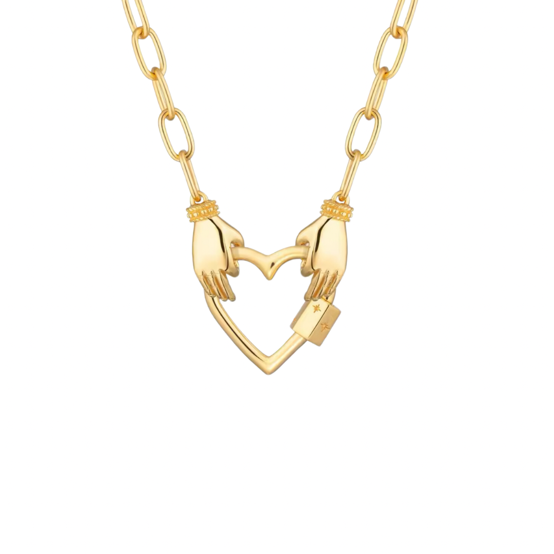 Heart in Hands Necklace | Gold