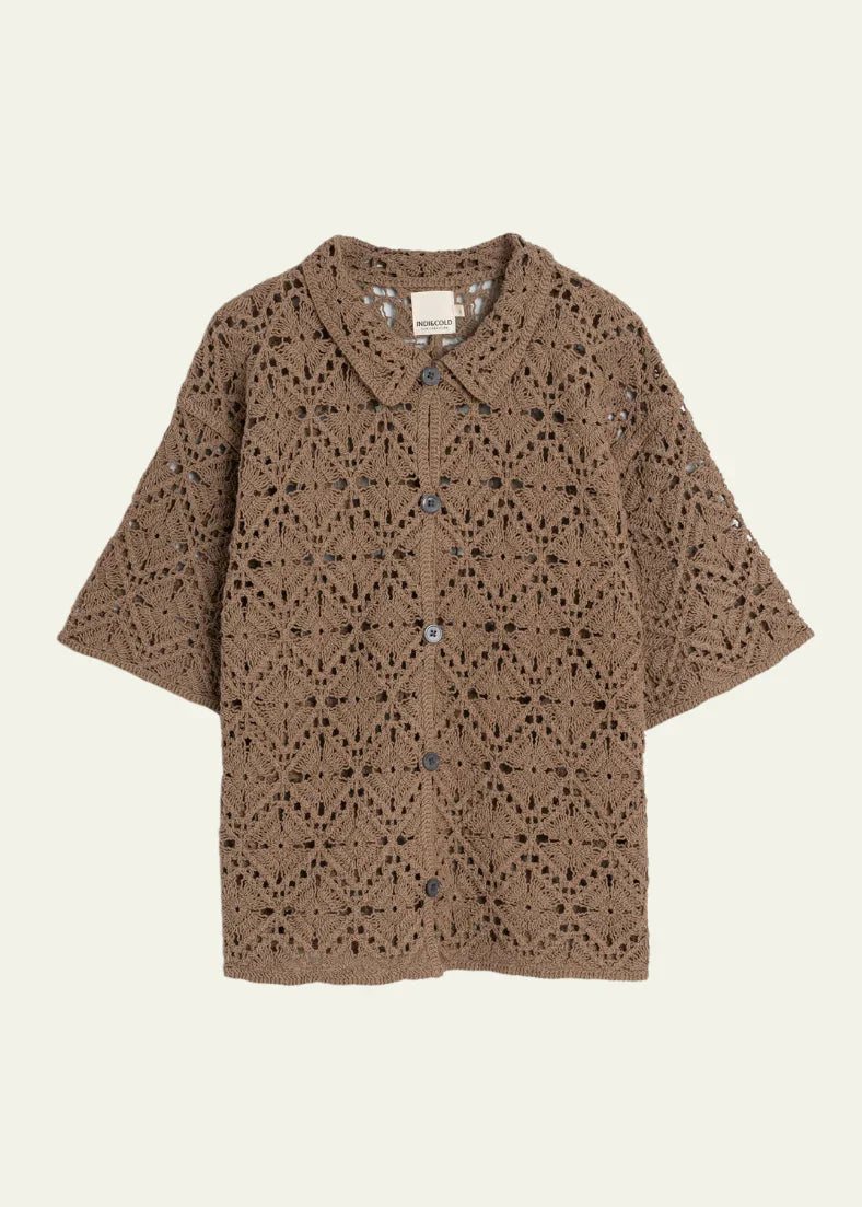 INDI + COLD SHORT SLEEVE CROCHET SHIRT