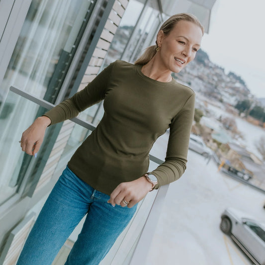 Lina Long Sleeve Ribbed Top Bonsai