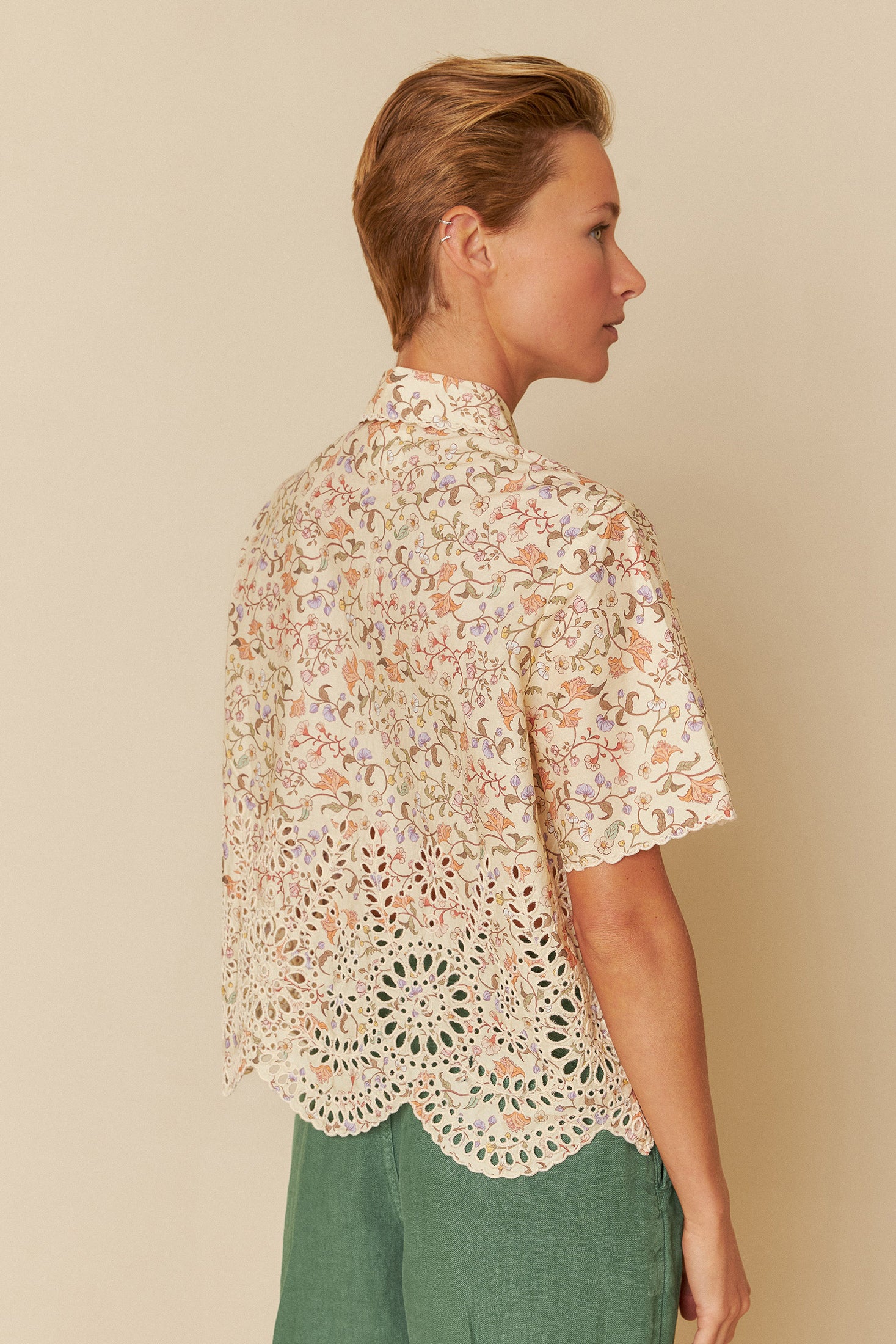 PRINTED POPLIN EMBROIDERED SHIRT