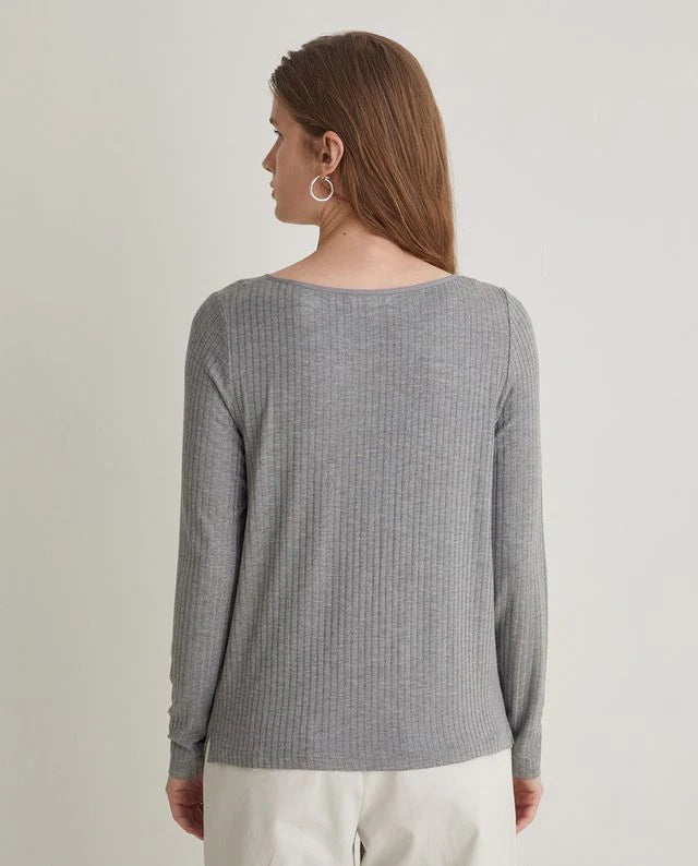 YERSE Ribbed Long Sleeve T-Shirt Grey