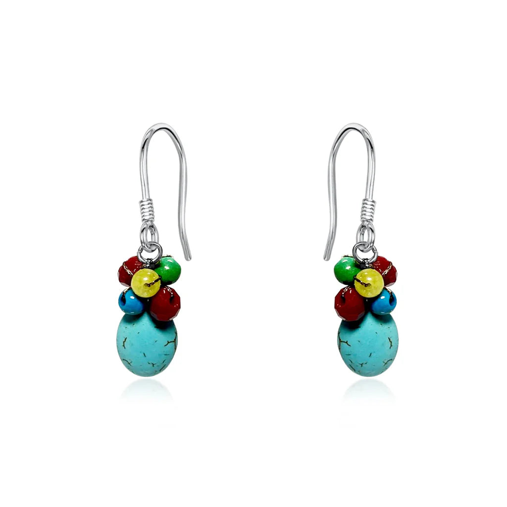 Areeya Agate Cinnamon and Turquoise Earrings
