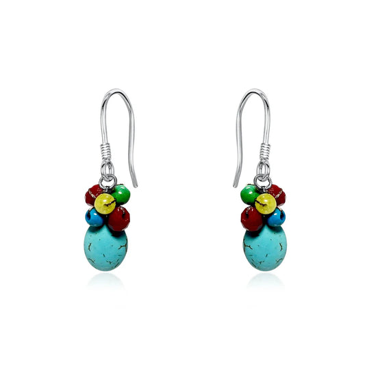 Areeya Agate Cinnamon and Turquoise Earrings