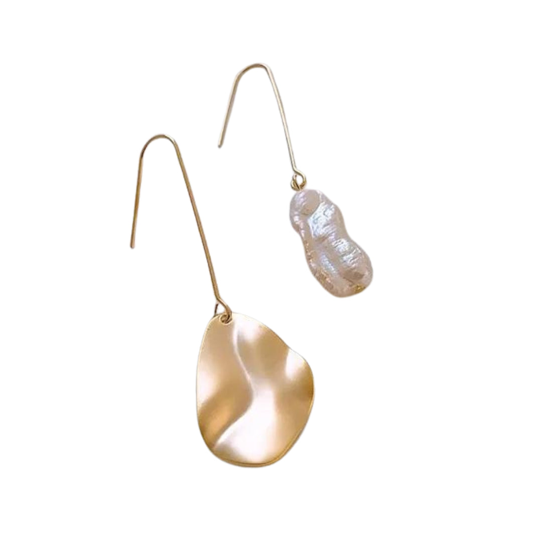 Pin Pearl Molten Earrings – Gold
