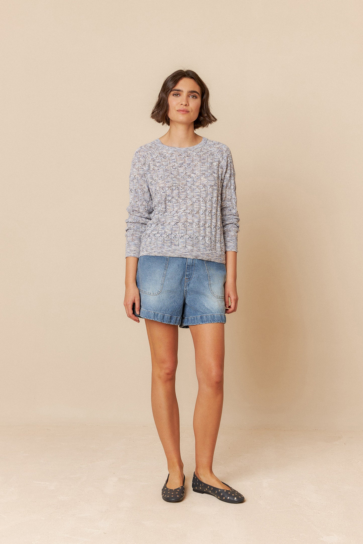 POINTELLE KNIT SWEATER