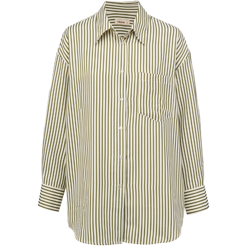 Sassy Striped Shirt Bonsai Green & White
