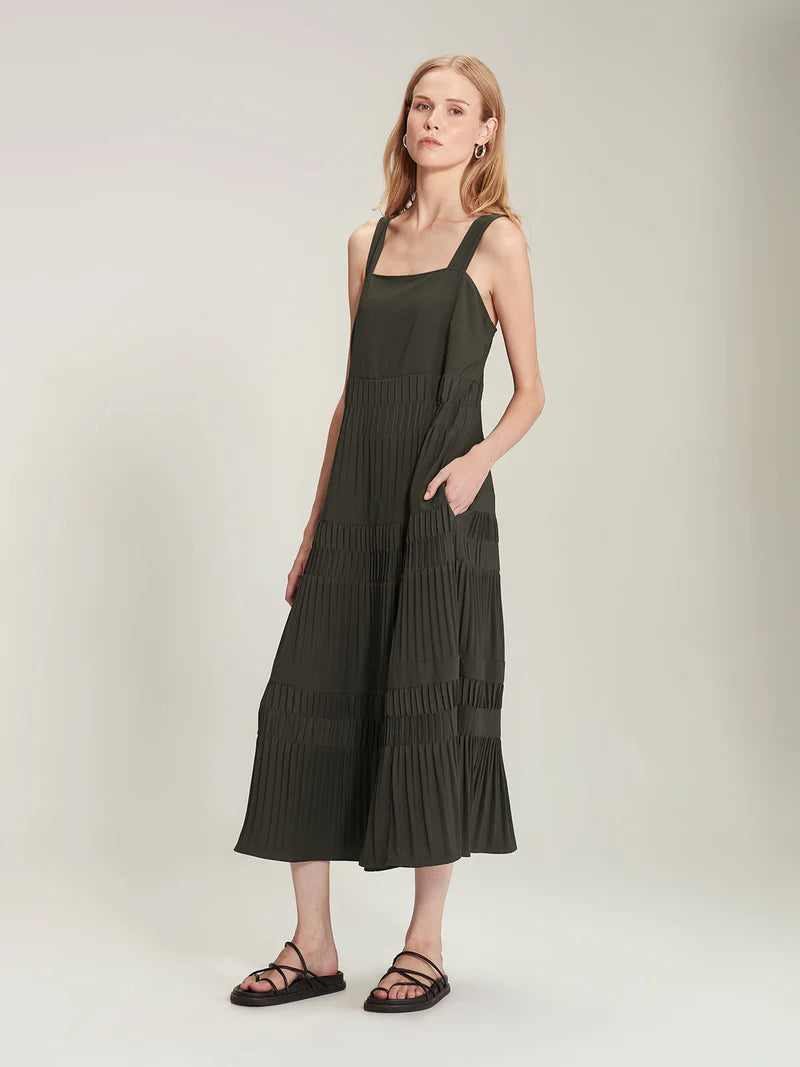 Sills Javier Pleat Dress khaki