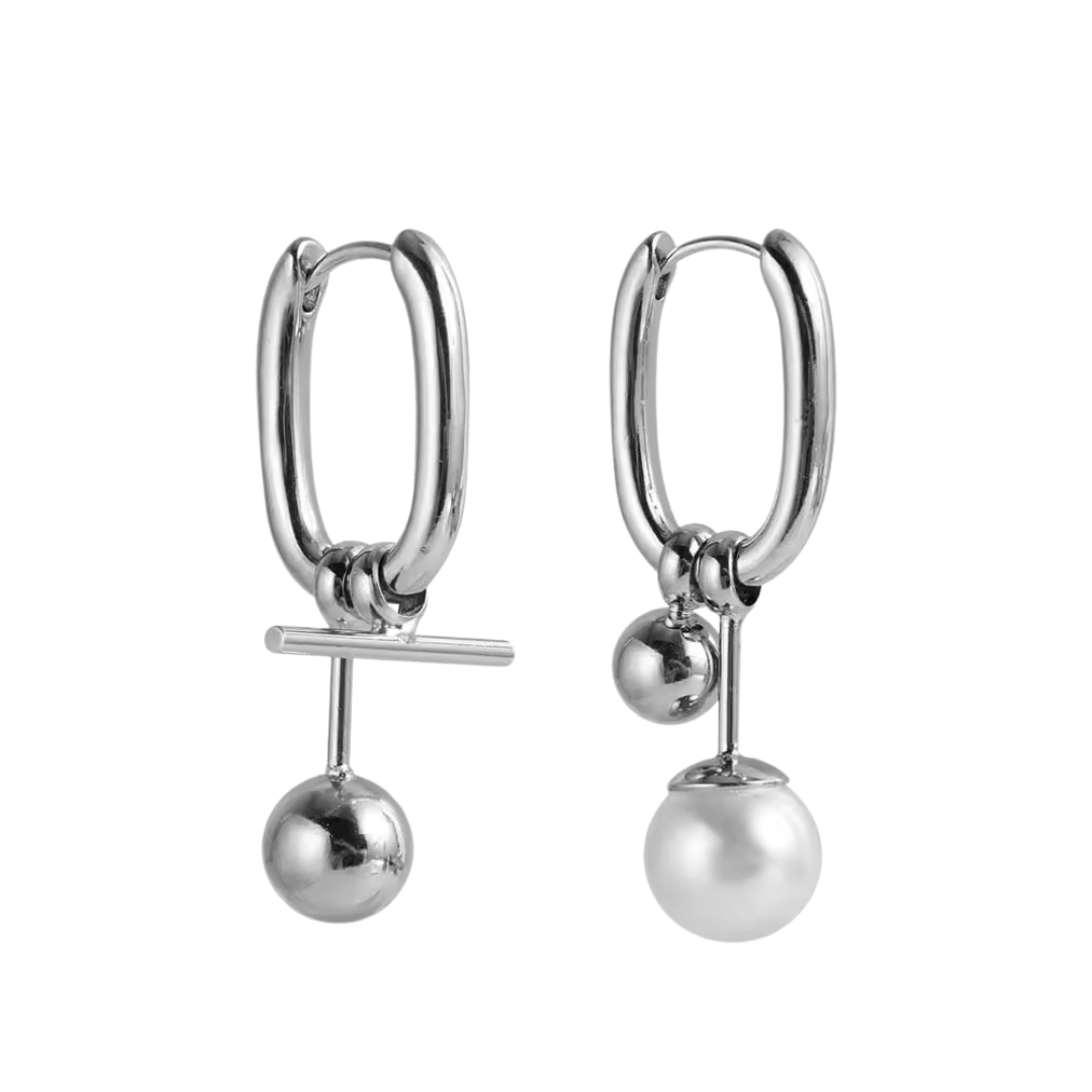 Irregular Charm Hoops – Silver