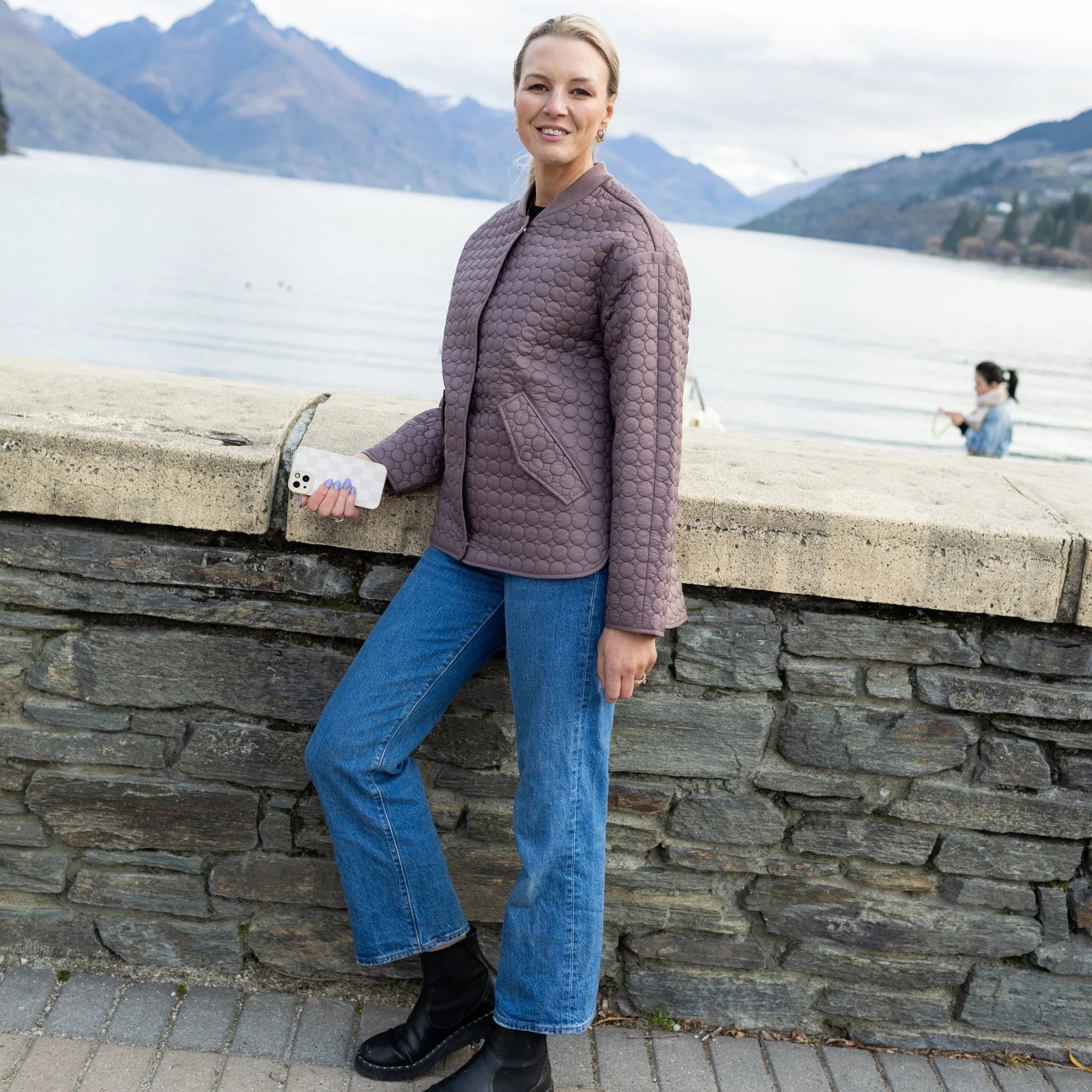 MOKE Tilly Quilted Bomber Jacket Cocoa Powder