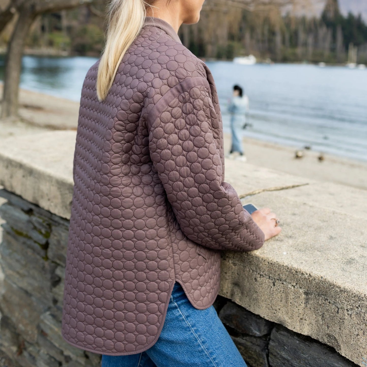 MOKE Tilly Quilted Bomber Jacket Cocoa Powder