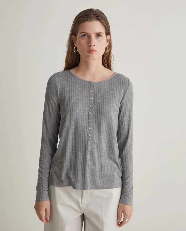 YERSE Ribbed Long Sleeve T-Shirt Grey