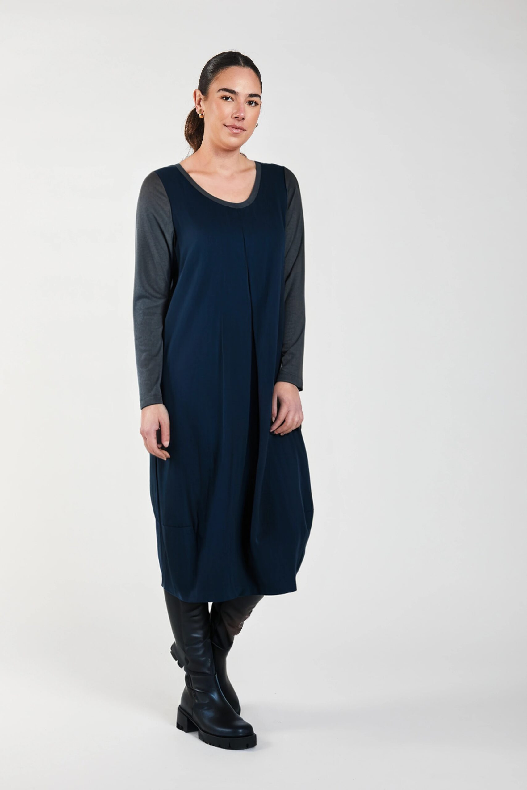 Aqua Twill Midi Dress