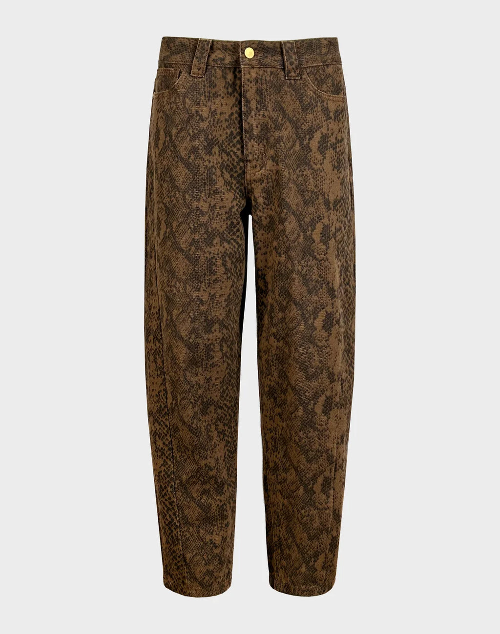 storm barrel leg jeans animal print