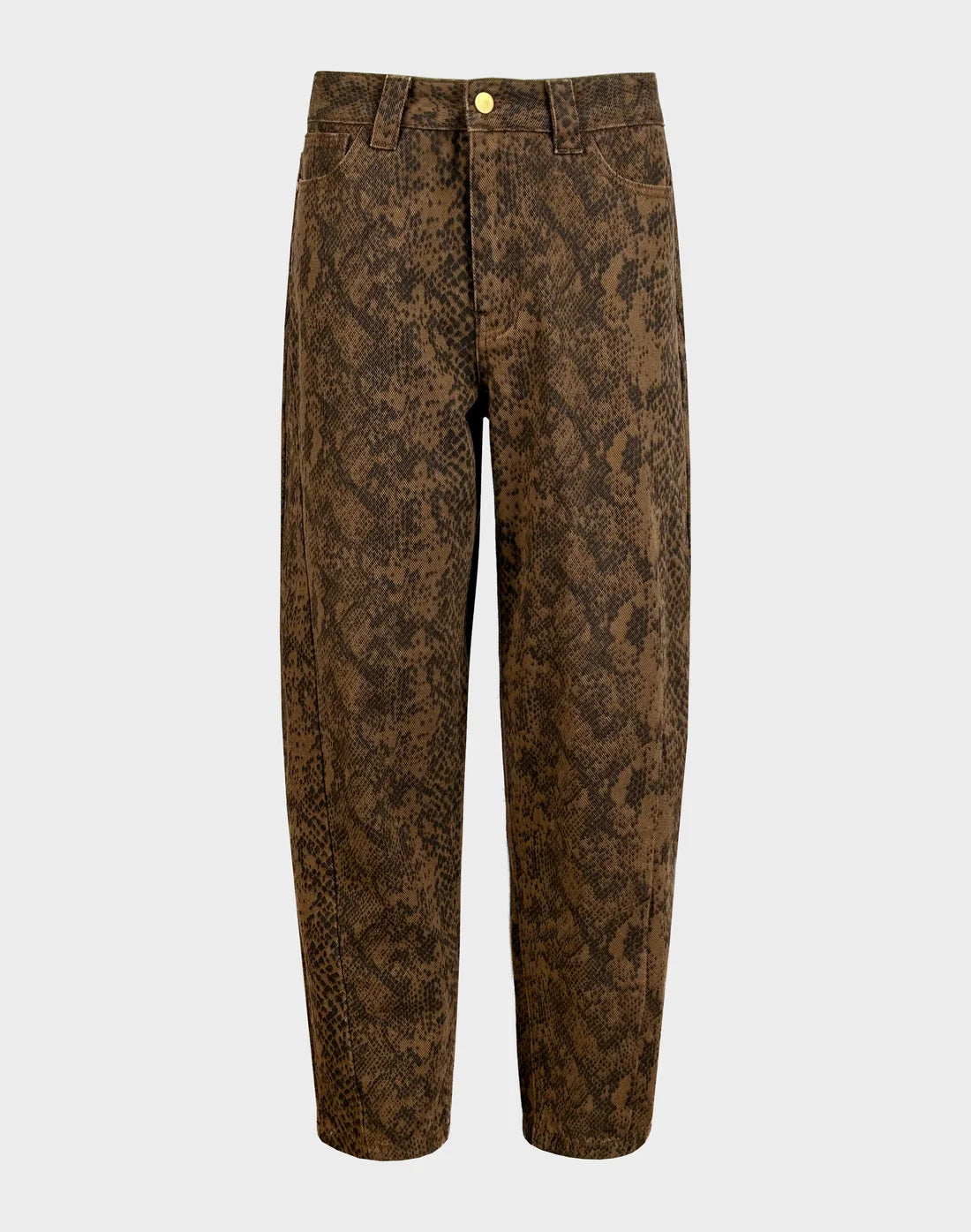 storm barrel leg jeans animal print