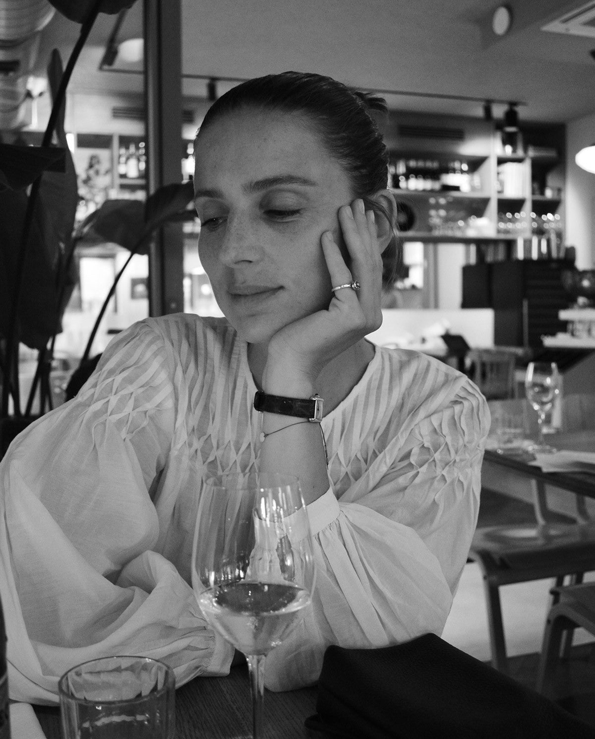 YERSE Ecru Cotton Pleated Blouse