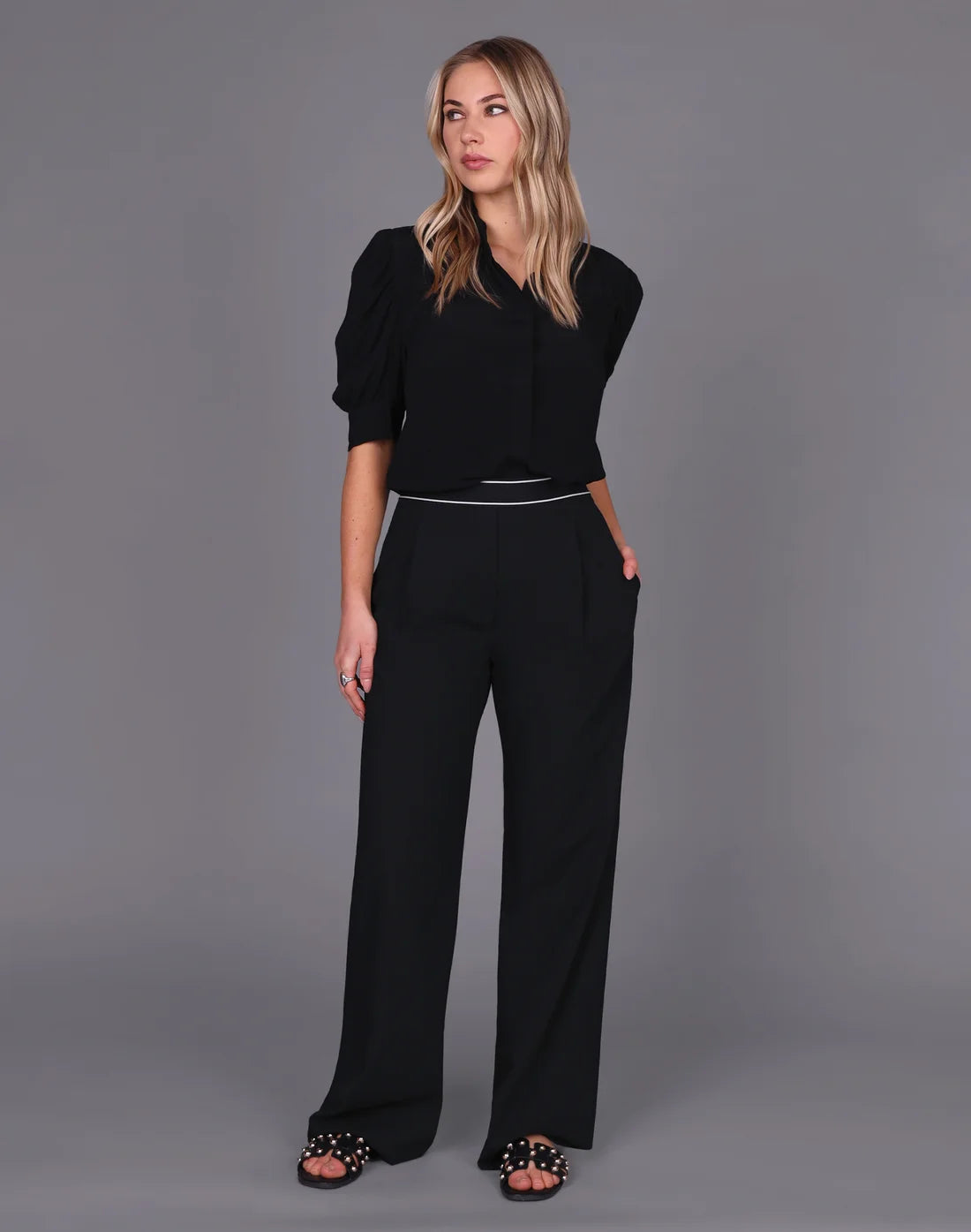 Elastic Waist Wide Leg Pant
