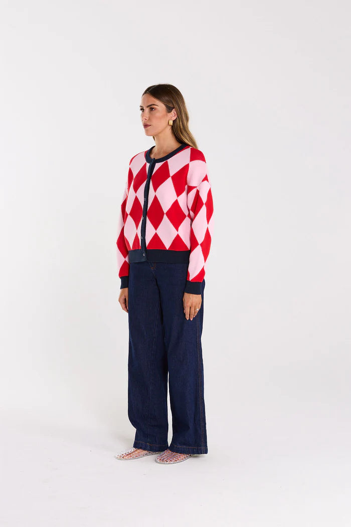 Gemma Cardigan Cherry Milkshake