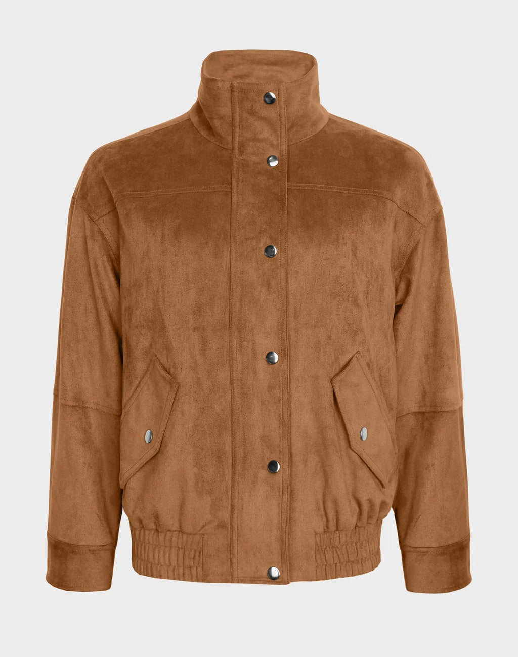 Tan Faux Suede Bomber Jacket