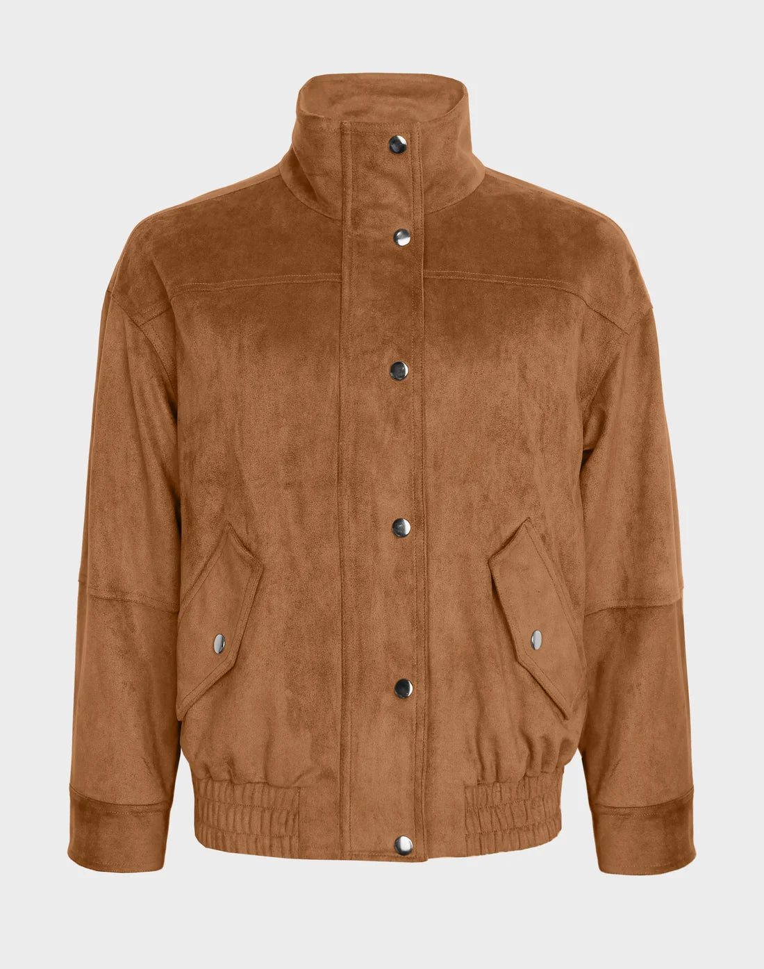 Tan Faux Suede Bomber Jacket