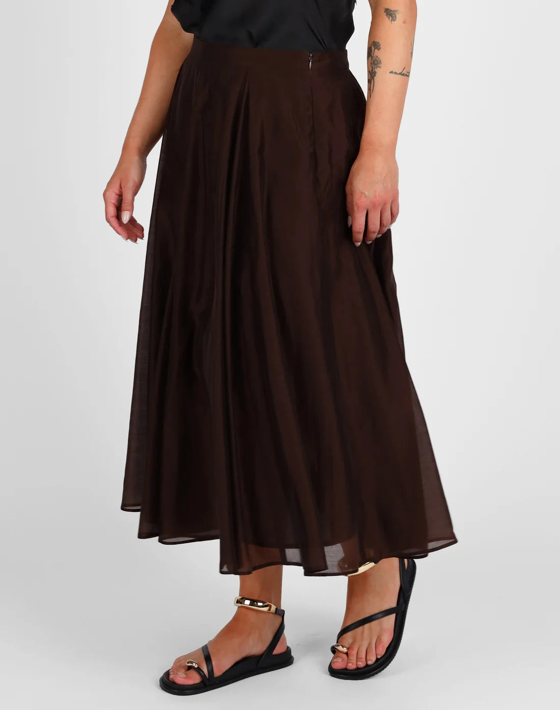 Full Pleated Detail Midi Skirt