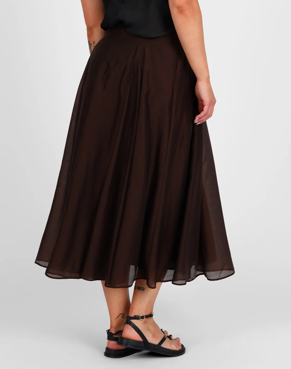 Full Pleated Detail Midi Skirt