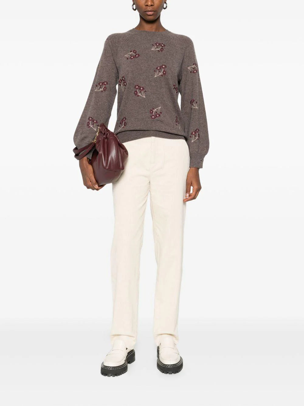 YERSE Jumper with Floral Embroidery